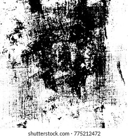 Grunge texture. Black and white ink on paper hand brush. Vintage urban abstract print. Scratch, stroke and dash. Multiply, overlay filter. Vector illustration.