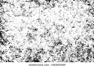 The grunge texture is black and white. Monochrome abstract background. Pattern of scratches, chips, and paint strokes. Black smudges, scuffing, wear and tear