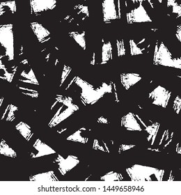 Grunge texture is black and white. Seamless pattern of cracks. Gloomy old background. Pattern to print. Worn, dirty surface