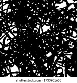The grunge texture is black and white. Seamless abstract background. Monochrome repeating pattern