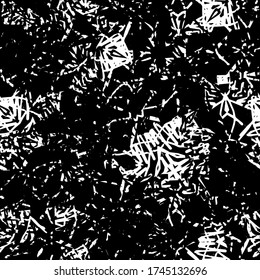 The grunge texture is black and white. Seamless abstract background. Monochrome repeating pattern