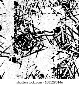 The grunge texture is black and white. Seamless abstract background. Monochrome repeating pattern