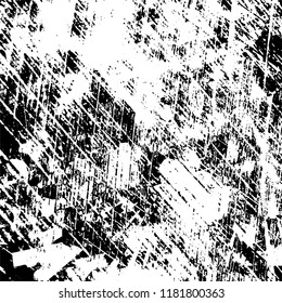 Grunge texture is black and white. Vector abstract background. Pattern of cracks, chips, scuffs, dust. Old vintage surface