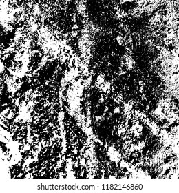 Grunge texture is black and white. Vector abstract background. Pattern of cracks, chips, scuffs, dust. Old vintage surface