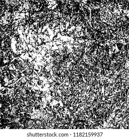 Grunge texture is black and white. Vector abstract background. Pattern of cracks, chips, scuffs, dust. Old vintage surface