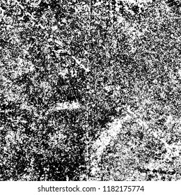 Grunge texture is black and white. Vector abstract background. Pattern of cracks, chips, scuffs, dust. Old vintage surface