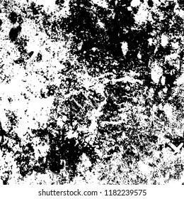 Grunge texture is black and white. Vector abstract background. Pattern of cracks, chips, scuffs, dust. Old vintage surface