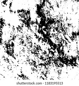 Grunge texture is black and white. Vector abstract background. Pattern of cracks, chips, scuffs, dust. Old vintage surface