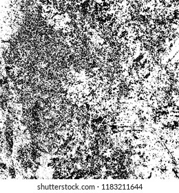 Grunge texture is black and white. Vector abstract background. Pattern of cracks, chips, scuffs, dust. Old vintage surface