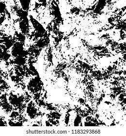 Grunge texture is black and white. Vector abstract background. Pattern of cracks, chips, scuffs, dust. Old vintage surface