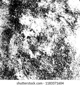 Grunge texture is black and white. Vector abstract background. Pattern of cracks, chips, scuffs, dust. Old vintage surface