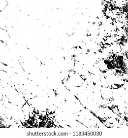 Grunge texture is black and white. Vector abstract background. Pattern of cracks, chips, scuffs, dust. Old vintage surface