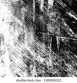 Grunge texture is black and white. Vector abstract background. Pattern of cracks, chips, scuffs, dust. Old vintage surface