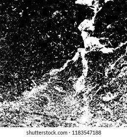 Grunge texture is black and white. Vector abstract background. Pattern of cracks, chips, scuffs, dust. Old vintage surface