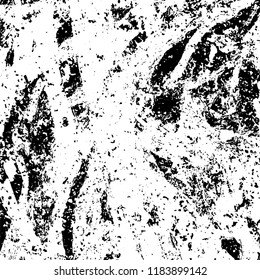 Grunge texture is black and white. Vector abstract background. Pattern of cracks, chips, scuffs, dust. Old vintage surface