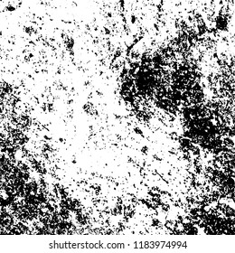Grunge texture is black and white. Vector abstract background. Pattern of cracks, chips, scuffs, dust. Old vintage surface