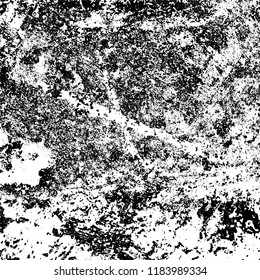 Grunge texture is black and white. Vector abstract background. Pattern of cracks, chips, scuffs, dust. Old vintage surface