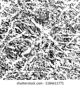 Grunge texture is black and white. Vector abstract background. Pattern of cracks, chips, scuffs, dust. Old vintage surface