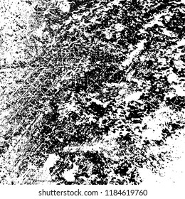 Grunge texture is black and white. Vector abstract background. Pattern of cracks, chips, scuffs, dust. Old vintage surface