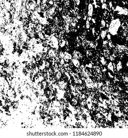 Grunge texture is black and white. Vector abstract background. Pattern of cracks, chips, scuffs, dust. Old vintage surface