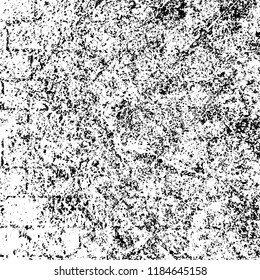 Grunge texture is black and white. Vector abstract background. Pattern of cracks, chips, scuffs, dust. Old vintage surface