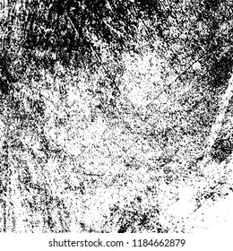 Grunge texture is black and white. Vector abstract background. Pattern of cracks, chips, scuffs, dust. Old vintage surface