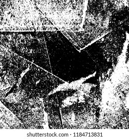 Grunge texture is black and white. Vector abstract background. Pattern of cracks, chips, scuffs, dust. Old vintage surface
