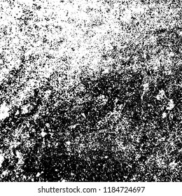 Grunge texture is black and white. Vector abstract background. Pattern of cracks, chips, scuffs, dust. Old vintage surface