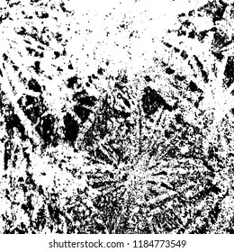 Grunge texture is black and white. Vector abstract background. Pattern of cracks, chips, scuffs, dust. Old vintage surface
