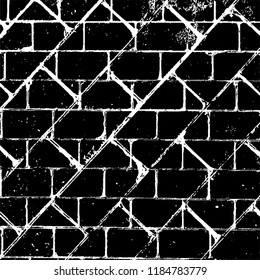 Grunge texture is black and white. Vector abstract background. Pattern of cracks, chips, scuffs, dust. Old vintage surface