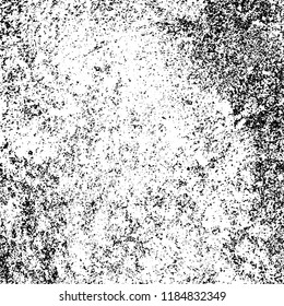 Grunge texture is black and white. Vector abstract background. Pattern of cracks, chips, scuffs, dust. Old vintage surface