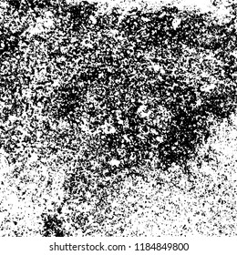 Grunge texture is black and white. Vector abstract background. Pattern of cracks, chips, scuffs, dust. Old vintage surface
