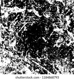Grunge texture is black and white. Vector abstract background. Pattern of cracks, chips, scuffs, dust. Old vintage surface