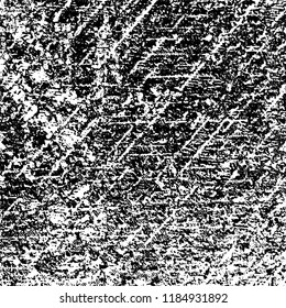 Grunge texture is black and white. Vector abstract background. Pattern of cracks, chips, scuffs, dust. Old vintage surface