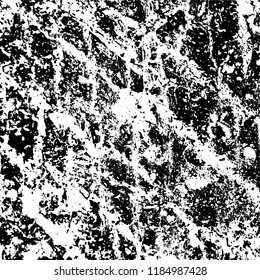 Grunge texture is black and white. Vector abstract background. Pattern of cracks, chips, scuffs, dust. Old vintage surface