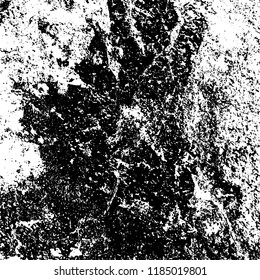 Grunge texture is black and white. Vector abstract background. Pattern of cracks, chips, scuffs, dust. Old vintage surface