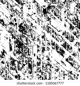 Grunge texture is black and white. Vector abstract background. Pattern of cracks, chips, scuffs, dust. Old vintage surface