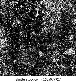 Grunge texture is black and white. Vector abstract background. Pattern of cracks, chips, scuffs, dust. Old vintage surface