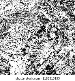 Grunge texture is black and white. Vector abstract background. Pattern of cracks, chips, scuffs, dust. Old vintage surface