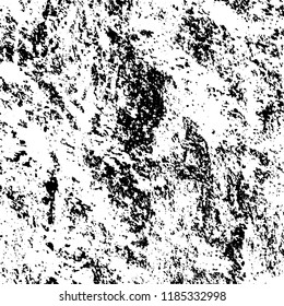 Grunge texture is black and white. Vector abstract background. Pattern of cracks, chips, scuffs, dust. Old vintage surface