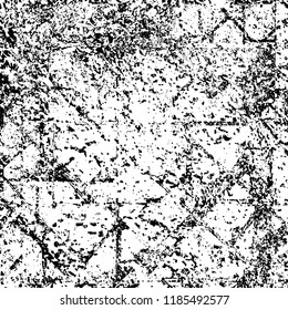 Grunge texture is black and white. Vector abstract background. Pattern of cracks, chips, scuffs, dust. Old vintage surface