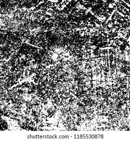 Grunge texture is black and white. Vector abstract background. Pattern of cracks, chips, scuffs, dust. Old vintage surface