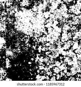 Grunge texture is black and white. Vector abstract background. Pattern of cracks, chips, scuffs, dust. Old vintage surface