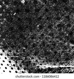 Grunge texture is black and white. Vector abstract background. Pattern of cracks, chips, scuffs, dust. Old vintage surface