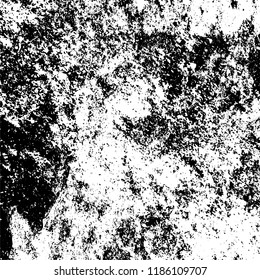 Grunge texture is black and white. Vector abstract background. Pattern of cracks, chips, scuffs, dust. Old vintage surface