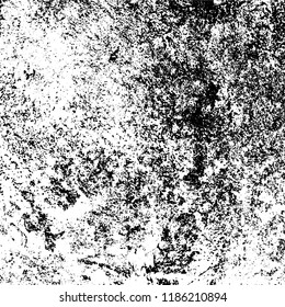 Grunge texture is black and white. Vector abstract background. Pattern of cracks, chips, scuffs, dust. Old vintage surface