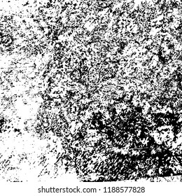 Grunge texture is black and white. Vector abstract background. Pattern of cracks, chips, scuffs, dust. Old vintage surface