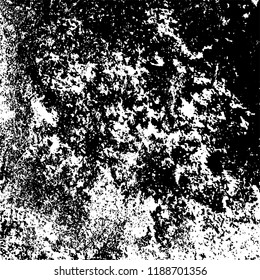 Grunge texture is black and white. Vector abstract background. Pattern of cracks, chips, scuffs, dust. Old vintage surface