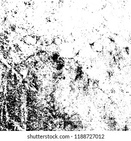 Grunge texture is black and white. Vector abstract background. Pattern of cracks, chips, scuffs, dust. Old vintage surface