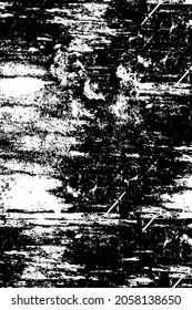 The grunge texture is black and white. Vector monochrome background